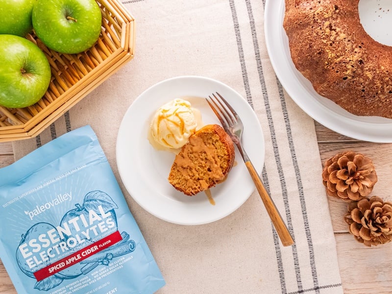 This gluten-free Apple Cider Bundt Cake is made with Paleovalley Spiced Apple Cider Electrolytes for a delicious, mineral-infused fall dessert.