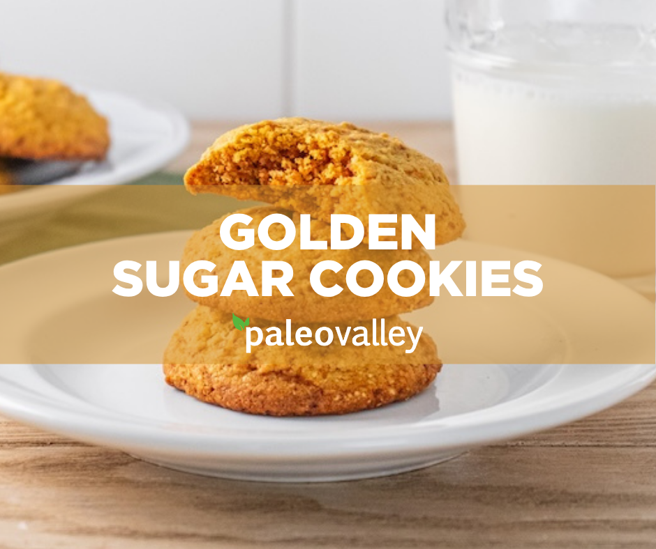 These Paleo Golden Sugar Cookies combine Paleovalley Superfood Golden Milk, almond flour, and warming spices for a delicious gluten-free treat.