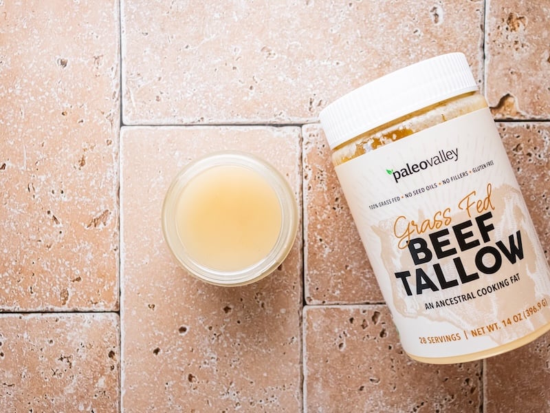 Paleovalley Grass Fed Beef Tallow is the nourishing base for this simple five-ingredient homemade natural deodorant recipe.